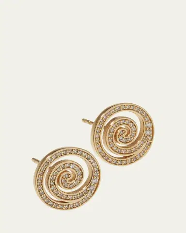 Sydney Evan Yellow Gold Diamond Spiral Stud Earrings | Thumbnail 3