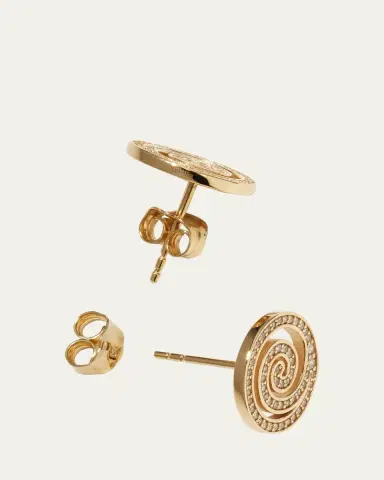 Sydney Evan Yellow Gold Diamond Spiral Stud Earrings | Thumbnail 4
