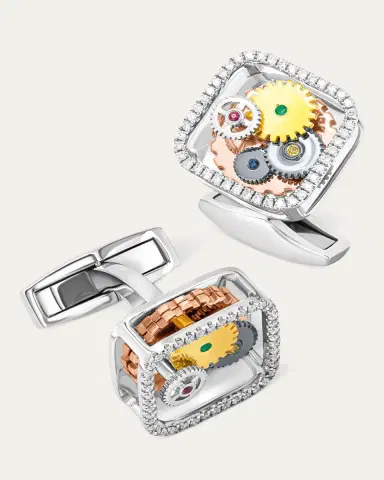 Tateossian Men's Diamond and Gemstone Mechanical Gear Cufflinks | Thumbnail 3 Tateossian Men's Diamond and Gemstone Mechanical Gear Cufflinks | Thumbnail 3