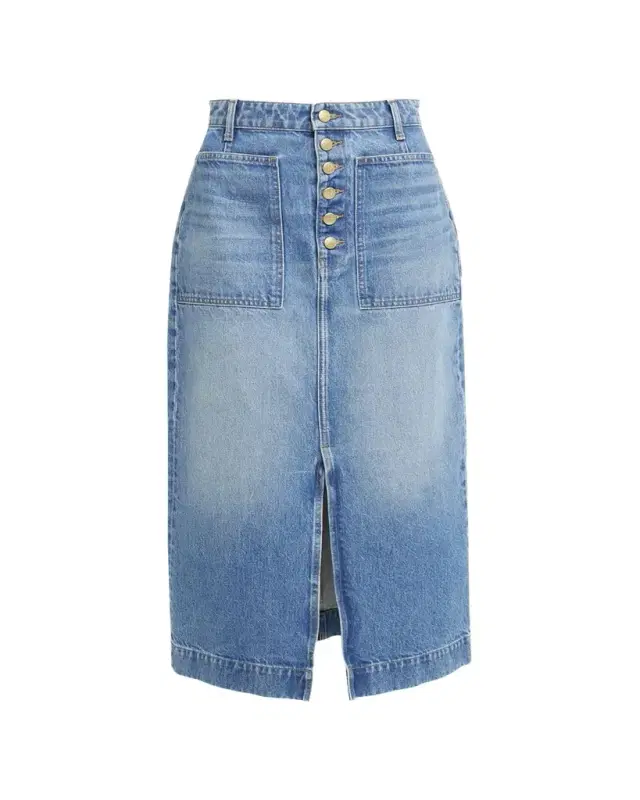 The Bea Vented Midi Denim Skirt