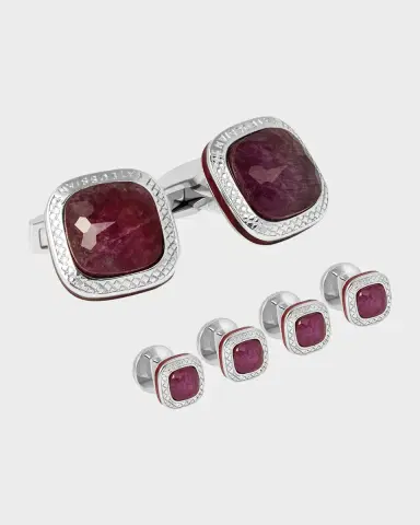 Tateossian Men's Ruby Doublet Cufflink Shirt Stud Set | Thumbnail 2