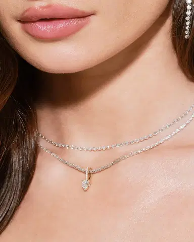 Lana 14K White Gold Pear Diamond Tennis Necklace | Thumbnail 2