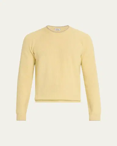 Cesare Attolini Men's Ribbed Cashmere Mouline Tipped Crewneck Sweater | Thumbnail 6 Cesare Attolini Men's Ribbed Cashmere Mouline Tipped Crewneck Sweater | Thumbnail 6