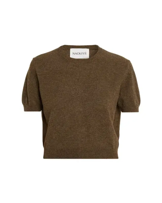 Pearl Cashmere Short-Sleeve Sweater