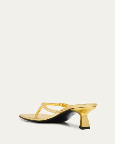 NODALETO Metallic Leather Kitten-Heel Thong Sandals | Thumbnail 2