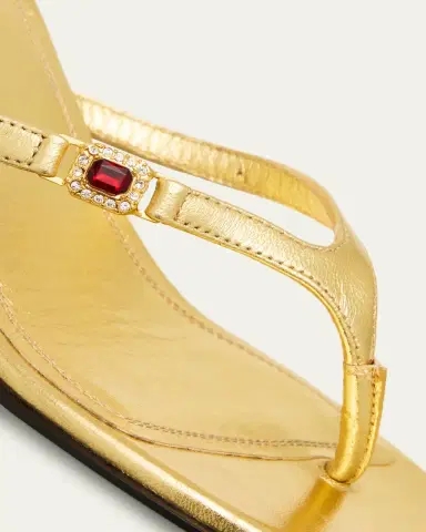 NODALETO Metallic Leather Kitten-Heel Thong Sandals | Thumbnail 3