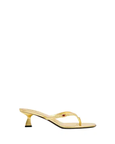 NODALETO Metallic Leather Kitten-Heel Thong Sandals | Thumbnail 1