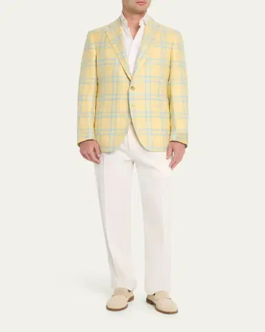 Cesare Attolini Men's Cashmere and Silk Oversized Plaid Single-Breasted Sport Coat | Thumbnail 2 Cesare Attolini Men's Cashmere and Silk Oversized Plaid Single-Breasted Sport Coat | Thumbnail 2