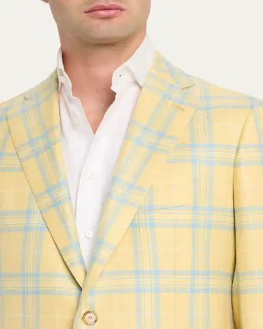 Cesare Attolini Men's Cashmere and Silk Oversized Plaid Single-Breasted Sport Coat | Thumbnail 5 Cesare Attolini Men's Cashmere and Silk Oversized Plaid Single-Breasted Sport Coat | Thumbnail 5