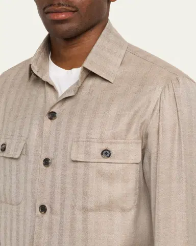 Cesare Attolini Men's Cashmere and Silk Herringbone Field Jacket | Thumbnail 5 Cesare Attolini Men's Cashmere and Silk Herringbone Field Jacket | Thumbnail 5