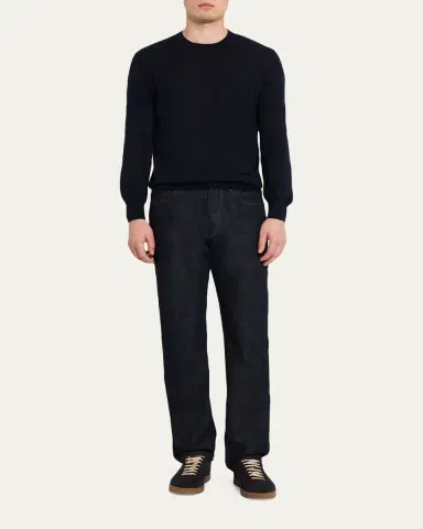 Cesare Attolini Men's Solid Cashmere Crewneck Sweater | Thumbnail 2 Cesare Attolini Men's Solid Cashmere Crewneck Sweater | Thumbnail 2