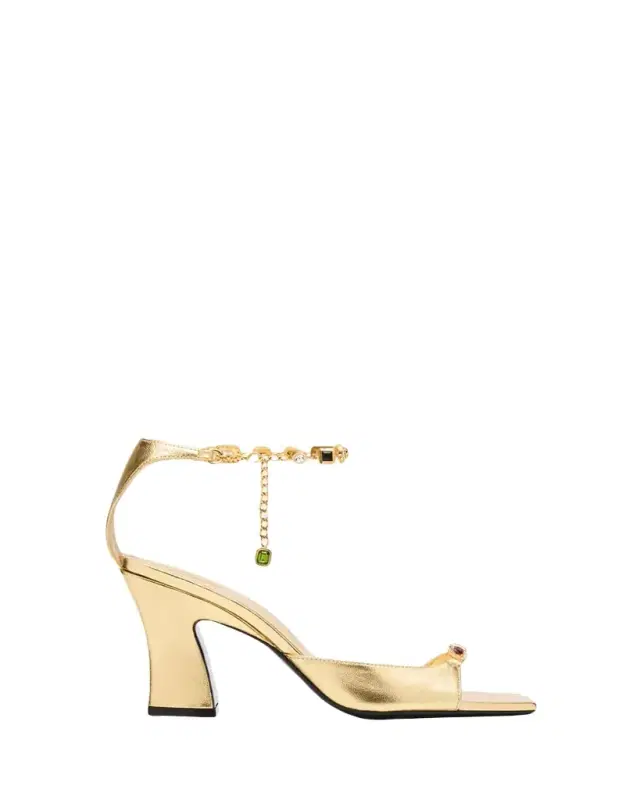 Nodstalgia Gemma Metallic Leather Ankle-Strap Sandals