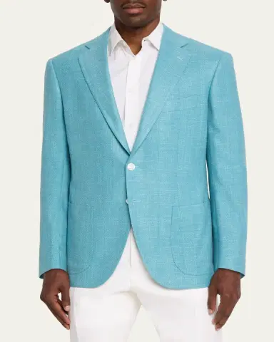 Cesare Attolini Men's Herringbone Patch Pocket Single-Breasted Sport Coat | Thumbnail 4 Cesare Attolini Men's Herringbone Patch Pocket Single-Breasted Sport Coat | Thumbnail 4
