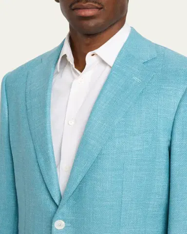 Cesare Attolini Men's Herringbone Patch Pocket Single-Breasted Sport Coat | Thumbnail 5 Cesare Attolini Men's Herringbone Patch Pocket Single-Breasted Sport Coat | Thumbnail 5