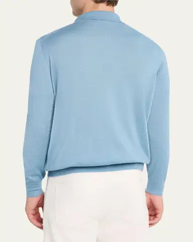Cesare Attolini Men's Solid Cashmere Polo Sweater | Thumbnail 3 Cesare Attolini Men's Solid Cashmere Polo Sweater | Thumbnail 3