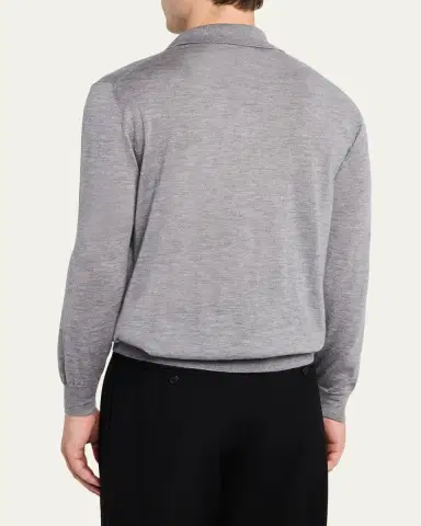 Cesare Attolini Men's Solid Cashmere Polo Sweater | Thumbnail 8 Cesare Attolini Men's Solid Cashmere Polo Sweater | Thumbnail 8