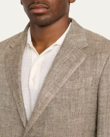 Zegna Men's Silk and Linen Herringbone Single-Breasted Sport Coat | Thumbnail 5 Zegna Men's Silk and Linen Herringbone Single-Breasted Sport Coat | Thumbnail 5