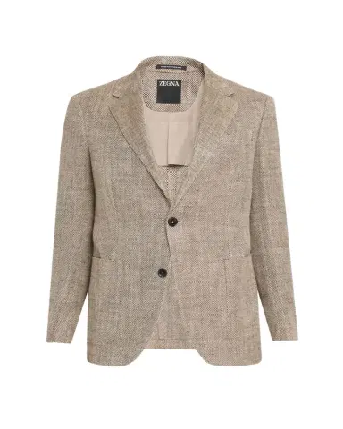 Zegna Men's Silk and Linen Herringbone Single-Breasted Sport Coat | Thumbnail 1 Zegna Men's Silk and Linen Herringbone Single-Breasted Sport Coat | Thumbnail 1