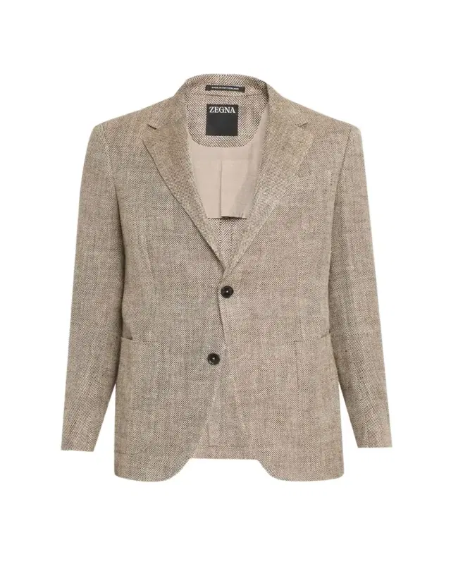 ZEGNA Men's Silk and Linen Herringbone Single-Breasted Sport Coat