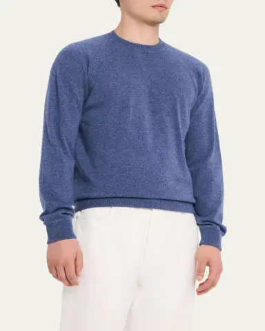 Fioroni Men's Sweatshirt-Style Cashmere Crewneck Sweater | Thumbnail 4 Fioroni Men's Sweatshirt-Style Cashmere Crewneck Sweater | Thumbnail 4