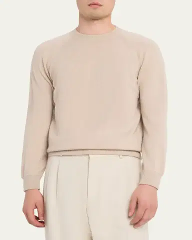 Fioroni Men's Sweatshirt-Style Cashmere Crewneck Sweater | Thumbnail 9 Fioroni Men's Sweatshirt-Style Cashmere Crewneck Sweater | Thumbnail 9