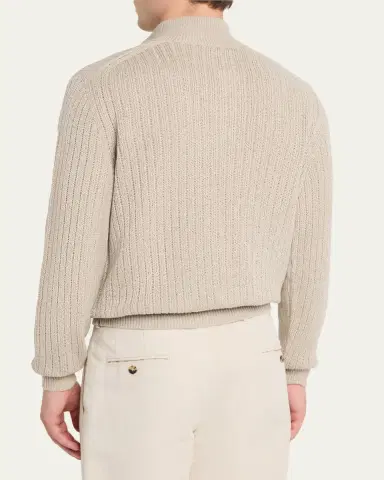 Fioroni Men's Ribbed-Knit Cotton Half-Zip Sweater | Thumbnail 3 Fioroni Men's Ribbed-Knit Cotton Half-Zip Sweater | Thumbnail 3