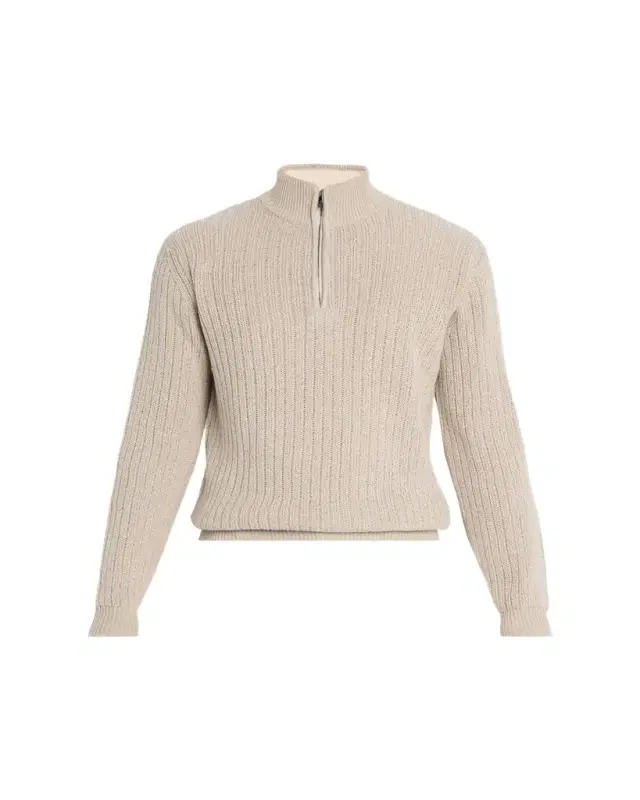 Men's Ribbed-Knit Cotton Half-Zip Sweater