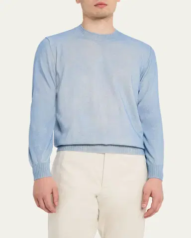 Fioroni Men's Duvet Cashmere Crewneck Sweater | Thumbnail 4 Fioroni Men's Duvet Cashmere Crewneck Sweater | Thumbnail 4