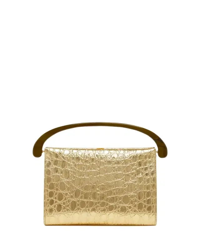 Dries Van Noten Croc-Embossed Leather Top-Handle Bag