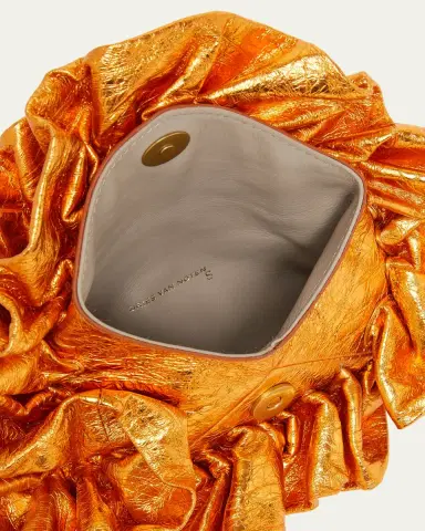 Dries Van Noten Small Metallic Ruffle Leather Clutch Bag | Thumbnail 4 Dries Van Noten Small Metallic Ruffle Leather Clutch Bag | Thumbnail 4