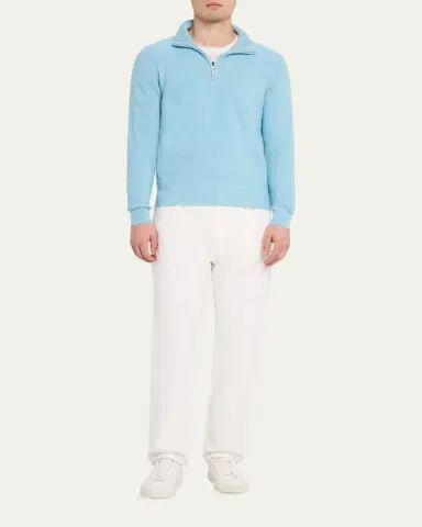 Fioroni Men's Cashmere/Linen Melange Ribbed-Knit Half-Zip Sweater | Thumbnail 2 Fioroni Men's Cashmere/Linen Melange Ribbed-Knit Half-Zip Sweater | Thumbnail 2