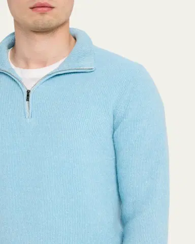 Fioroni Men's Cashmere/Linen Melange Ribbed-Knit Half-Zip Sweater | Thumbnail 5 Fioroni Men's Cashmere/Linen Melange Ribbed-Knit Half-Zip Sweater | Thumbnail 5