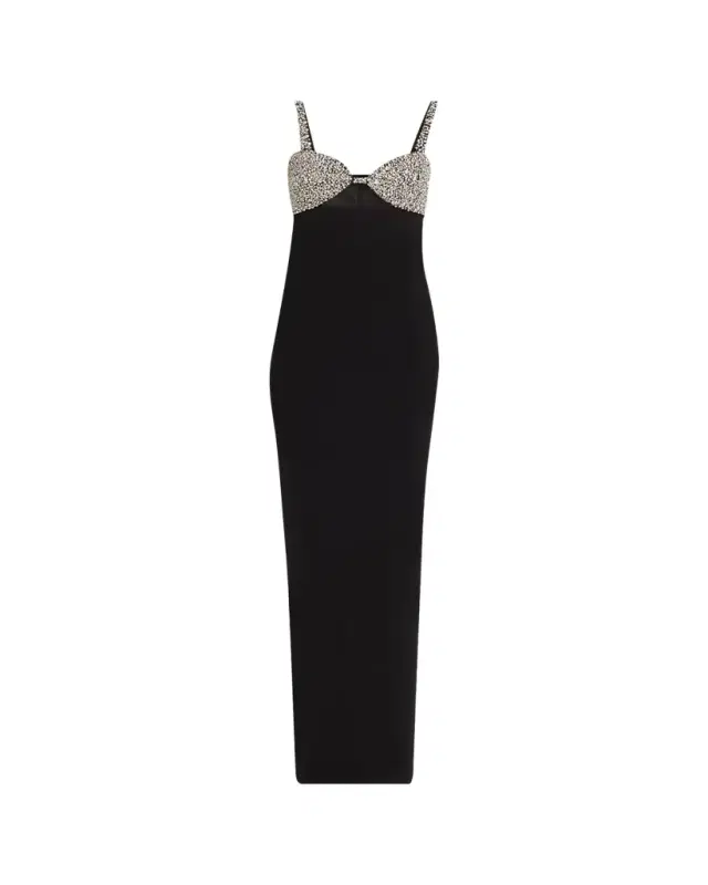 Lux Crystal-Embellished Cutout Column Gown