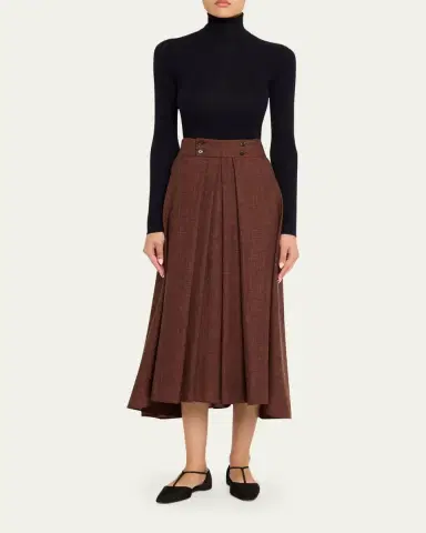Loro Piana Petra Pleated A-Line Skirt | Thumbnail 2