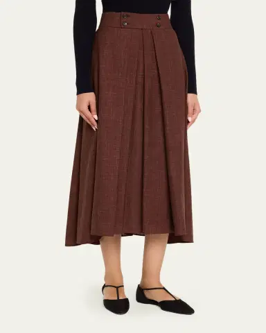 Loro Piana Petra Pleated A-Line Skirt | Thumbnail 4