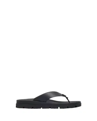 Prada Men's Enameled Triangle Logo Rubber Thong Sandals | Thumbnail 1 Prada Men's Enameled Triangle Logo Rubber Thong Sandals | Thumbnail 1