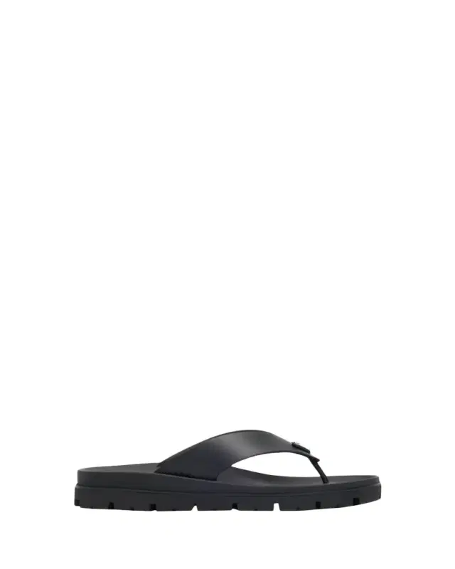 Prada Men's Enameled Triangle Logo Rubber Thong Sandals