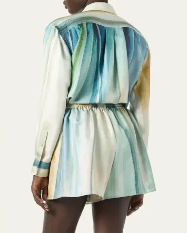 Loro Piana Thea Abstract-Print Silk Button-Down Shirt | Thumbnail 3