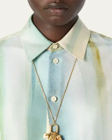 Loro Piana Thea Abstract-Print Silk Button-Down Shirt | Thumbnail 5