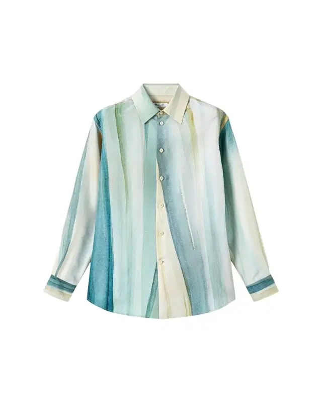 Thea Abstract-Print Silk Button-Down Shirt