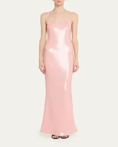 The New Arrivals by Ilkyaz Ozel Isis Scoop-Neck Sequin Column Gown | Thumbnail 2