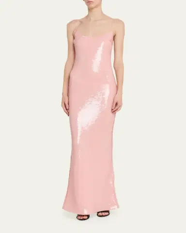 The New Arrivals by Ilkyaz Ozel Isis Scoop-Neck Sequin Column Gown | Thumbnail 4
