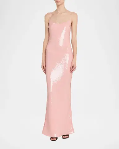 The New Arrivals by Ilkyaz Ozel Isis Scoop-Neck Sequin Column Gown | Thumbnail 8