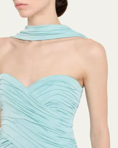 The New Arrivals by Ilkyaz Ozel Samsara Ruched Basque-Waist Column Gown | Thumbnail 5 The New Arrivals by Ilkyaz Ozel Samsara Ruched Basque-Waist Column Gown | Thumbnail 5