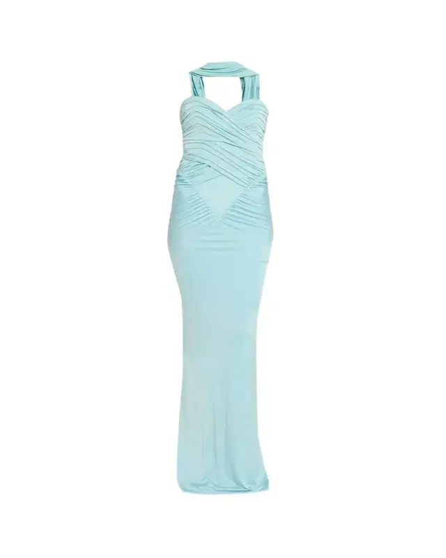 The New Arrivals by Ilkyaz Ozel Samsara Ruched Basque-Waist Column Gown