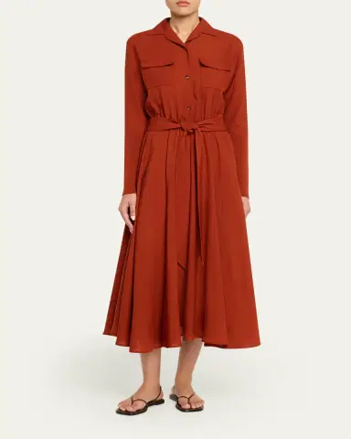Loro Piana Verlaine Buttoned Wool Flared Dress | Thumbnail 2
