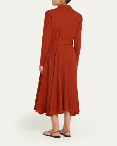 Loro Piana Verlaine Buttoned Wool Flared Dress | Thumbnail 3