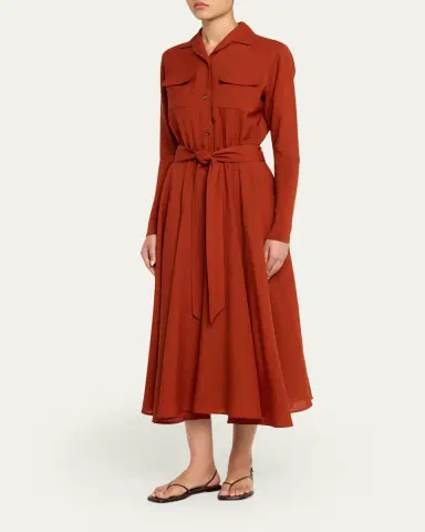 Loro Piana Verlaine Buttoned Wool Flared Dress | Thumbnail 4