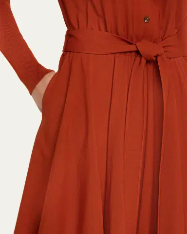 Loro Piana Verlaine Buttoned Wool Flared Dress | Thumbnail 5