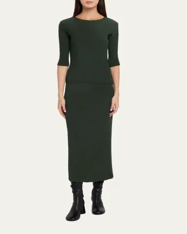 Issey Miyake Rhombus Pleated Elbow-Sleeve Top | Thumbnail 2